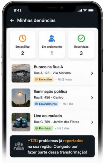 Prévia do Você Fiscal, publicada no site oficial, com manifestações urbanas e seus status de acompanhamento.